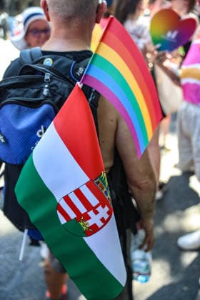 June 27, 2026, Budapest, Hungary, European Union: A pride and Hungarian flag in the backpack of a parader during Budapest Pride, the first Pride march held since HungaryÃ¢â‚¬â ¢s April 2026 parliamentary election. The annual event brought together LGBTQ+ people, allies and supporters calling for equality, visibility and acceptance. Budapest European Union  - ZUMAo116 20260627_znp_o116_066 Copyright: xBiancaxOterox
