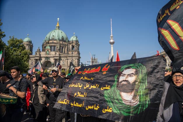 Ashura march organized in Germany as part of the month of Muharram BERLIN, GERMANY - JUNE 27: Shia Muslims gather around the Berliner Dom for the Ashura march organized as part of the month of Muharram in Berlin, Germany on June 27, 2026. Accompanied by chants of Ya Husayn and Ya Haydar , the participants commemorated Imam Husayn and those who lost their lives with him at Karbala. Ilkin Eskipehlivan Anadolu Berlin Germany. Editorial use only. Please get in touch for any other usage.  Copyright: x2026xAnadoluxIlkinxEskipehlivanx