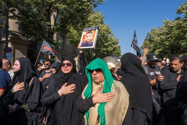 Ashura march organized in Germany as part of the month of Muharram BERLIN, GERMANY - JUNE 27: Shia Muslims gather around the Berliner Dom for the Ashura march organized as part of the month of Muharram in Berlin, Germany on June 27, 2026. Accompanied by chants of Ya Husayn and Ya Haydar , the participants commemorated Imam Husayn and those who lost their lives with him at Karbala. Ilkin Eskipehlivan Anadolu Berlin Germany. Editorial use only. Please get in touch for any other usage.  Copyright: x2026xAnadoluxIlkinxEskipehlivanx