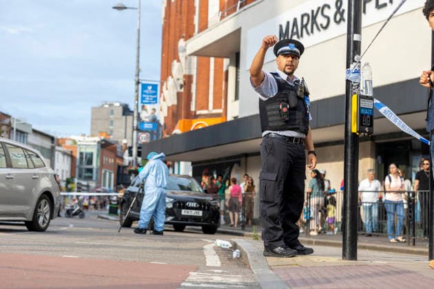 June 27, 2026, London, London, UK: London, UK. Emergency services at the scene in Ealing Broadway, west London, after a car struck pedestrians outside Marks & Spencer. London UK  - ZUMAl94_ 20260627_zaf_l94_037 Copyright: xMarcinxNowakx