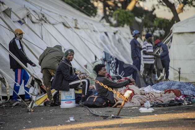 Thousands of Malawian migrants await registration in South Africa DURBAN, SOUTH AFRICA - JUNE 27: Thousands of Malawian migrants continue to gather at a temporary reception center in Durban, South Africa, following a renewed wave of xenophobic attacks and anti-migrant protests across the country on June 27, 2026. The migrants are waiting for registration procedures conducted by South African authorities to be completed before returning to Malawi. Ihsaan Haffejee Anadolu Durban South Africa. Editorial use only. Please get in touch for any other usage.  Copyright: x2026xAnadoluxIhsaanxHaffejeex