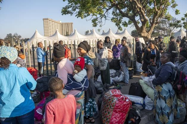 Thousands of Malawian migrants await registration in South Africa DURBAN, SOUTH AFRICA - JUNE 27: Thousands of Malawian migrants continue to gather at a temporary reception center in Durban, South Africa, following a renewed wave of xenophobic attacks and anti-migrant protests across the country on June 27, 2026. The migrants are waiting for registration procedures conducted by South African authorities to be completed before returning to Malawi. Ihsaan Haffejee Anadolu Durban South Africa. Editorial use only. Please get in touch for any other usage.  Copyright: x2026xAnadoluxIhsaanxHaffejeex