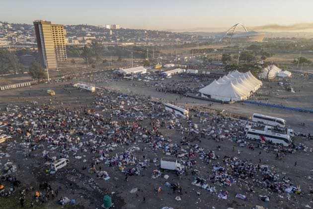 Thousands of Malawian migrants await registration in South Africa DURBAN, SOUTH AFRICA - JUNE 27: Thousands of Malawian migrants continue to gather at a temporary reception center in Durban, South Africa, following a renewed wave of xenophobic attacks and anti-migrant protests across the country on June 27, 2026. The migrants are waiting for registration procedures conducted by South African authorities to be completed before returning to Malawi. Ihsaan Haffejee Anadolu Durban South Africa. Editorial use only. Please get in touch for any other usage.  Copyright: x2026xAnadoluxIhsaanxHaffejeex