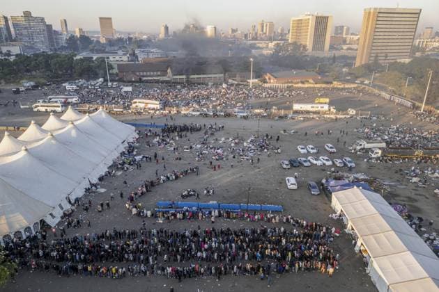 Thousands of Malawian migrants await registration in South Africa DURBAN, SOUTH AFRICA - JUNE 27: Thousands of Malawian migrants continue to gather at a temporary reception center in Durban, South Africa, following a renewed wave of xenophobic attacks and anti-migrant protests across the country on June 27, 2026. The migrants are waiting for registration procedures conducted by South African authorities to be completed before returning to Malawi. Ihsaan Haffejee Anadolu Durban South Africa. Editorial use only. Please get in touch for any other usage.  Copyright: x2026xAnadoluxIhsaanxHaffejeex