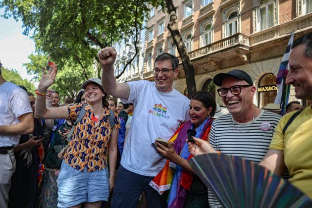 June 27, 2026, Budapest, Hungary, European Union: GERGELY KARACSONY, Mayor of Budapest, waves to people at the start of the Budapest Pride parade, the first Pride march held since HungaryÃ¢â‚¬â ¢s April 2026 parliamentary election. The annual event brought together LGBTQ+ people, allies and supporters calling for equality, visibility and acceptance. Budapest European Union - ZUMAo116 20260627_znp_o116_105 Copyright: xBiancaxOterox