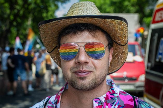 June 27, 2026, Budapest, Budapest, Hungary: A participant poses for a portrait in front of the Budapest Opera house where the crowd gathered for the 31st Budapest Pride march on 27 June, 2026. Budapest Hungary - ZUMAa256 20260627_zip_a256_002 Copyright: xDanielxAlfoldix