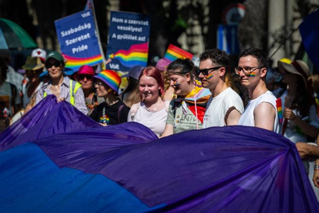 June 27, 2026, Budapest, Budapest, Hungary: Participants are waving the Pride flag in front of the Budapest Opera house where the crowd gathered for the 31st Budapest Pride march on 27 June, 2026. Budapest Hungary - ZUMAa256 20260627_zip_a256_006 Copyright: xDanielxAlfoldix