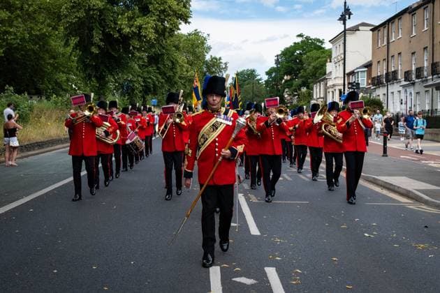 The Nottinghamshire Band of Royal Engineers leads the parade through Doncaster city centre as part of Doncaster Armed Forces Day DONCASTER, UNITED KINGDOM JUNE 27, 2026: The Nottinghamshire Band of Royal Engineers leads the parade through Doncaster city centre to Elmfield Park as part of Doncaster Armed Forces Day. The event drew people from all over Doncaster to celebrate Armed Forces Day. Doncaster United Kingdom of Great Britain and Northern Ireland Copyright: x xKaixJohnsonx xJNAxPressx