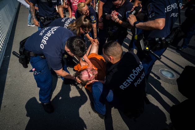 June 27, 2026, Budapest, Budapest, Hungary: Police officers are responding with force to arrest a reportedly scandalous participant at the 31st Budapest Pride march on 27 June, 2026. Budapest Hungary  - ZUMAa256 20260627_zip_a256_010 Copyright: xDanielxAlfoldix