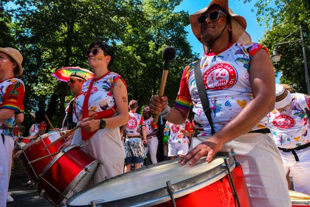 June 27, 2026, Munich, Bayern, Germany: People march through Munich s streets under the banner Our diversity. Our strength to advocate for LGBTQIA+ rights, despite high temperatures. Munich Germany  - ZUMAm309 20260627_zip_m309_006 Copyright: xJuliusxMortsix