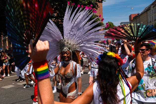 June 27, 2026, Munich, Bayern, Germany: People march through Munich s streets under the banner Our diversity. Our strength to advocate for LGBTQIA+ rights, despite high temperatures. Munich Germany  - ZUMAm309 20260627_zip_m309_020 Copyright: xJuliusxMortsix