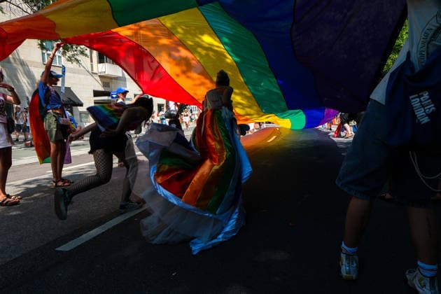 June 27, 2026, Munich, Bayern, Germany: People march through Munich s streets under the banner Our diversity. Our strength to advocate for LGBTQIA+ rights, despite high temperatures. Munich Germany  - ZUMAm309 20260627_zip_m309_036 Copyright: xJuliusxMortsix