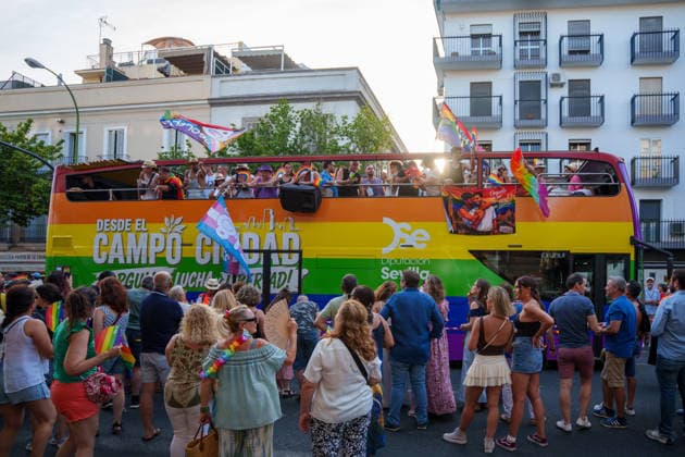 The streets of Seville are flooded with people at the 2026 Pride Parade. Images from the Pride Parade in Seville. On June 27, 2026, in Seville, Andalusia, Spain—Seville celebrates its big LGBTIQ Pride Day this Saturday, June 27, with the traditional Southern Pride Parade. The march, will begin at the headquarters of the Seville Provincial Council, proceed along the Ronda Histórica, and end at the Alameda de Hércules. JUNE 27, 2026 Francisco J Seville, Andalusia Seville, Andalusia, Spain  Copyright: xFranciscoxJ.xOlmox 7627026