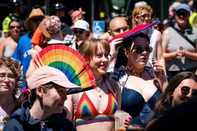 June 27, 2026, Toronto, On, Canada: People walk in the annual Dyke March in Toronto on Saturday, June 27, 2026. Toronto Canada  - ZUMAc35_ 20260627_zaf_c35_046 Copyright: xArlynxMcadoreyx