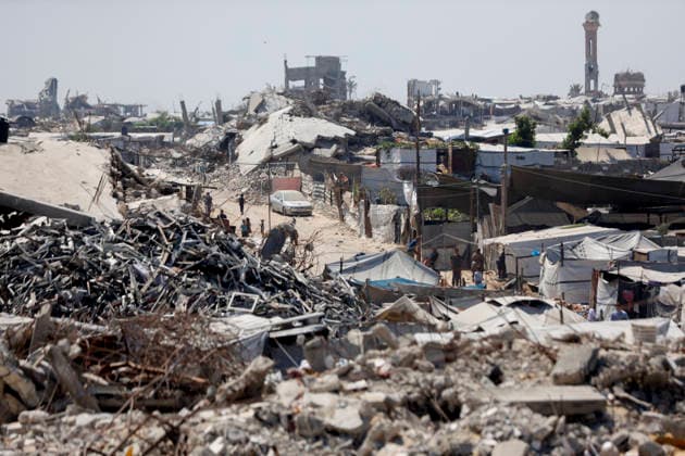 Jabalia Gaza Daily Life Destroyed buildings and piles of rubble cover a neighbourhood in Jabalia, northern Gaza on June 27, 2026. Residents remain among the ruins of damaged and destroyed buildings in Jabalia, where access to basic services such as water, electricity, and shelter remains severely limited. Gaza Gaza Strip Palestinian Territories Copyright: xAhmedxAlxArinix