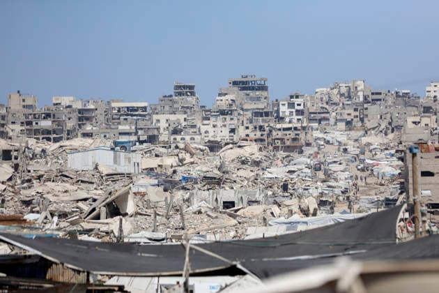 Jabalia Gaza Daily Life Destroyed buildings and piles of rubble cover a neighbourhood in Jabalia, northern Gaza on June 27, 2026. Residents remain among the ruins of damaged and destroyed buildings in Jabalia, where access to basic services such as water, electricity, and shelter remains severely limited. Gaza Gaza Strip Palestinian Territories Copyright: xAhmedxAlxArinix