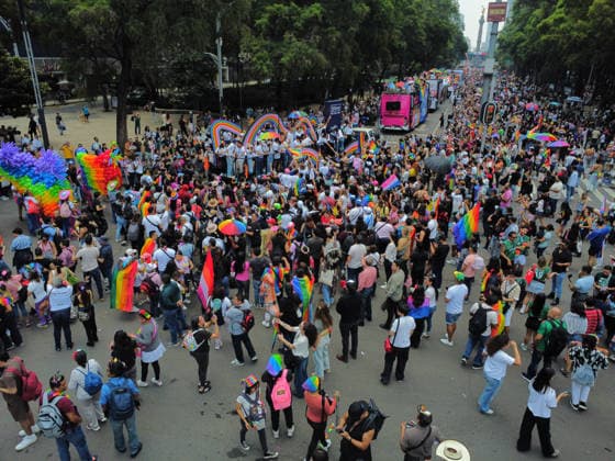 48th Annual LGBTIQ+ Pride Parade in Mexico City Members of the LGBTQ+ community taking part in the 48th annual Pride Parade at the Angel of Independence monument in Mexico City, Mexico. This year s march highlights demands for increased security, an end to hate crimes, and the legal recognition of transfemicides amidst a reported rise in violence against the community nationwide. on June 27, 2026 in Mexico City, Mexico. (Photo by Carlos Santiago Eyepix Group) Copyright: xCarlosxSantiago xEyepixxGroupx CS_27062026_189369