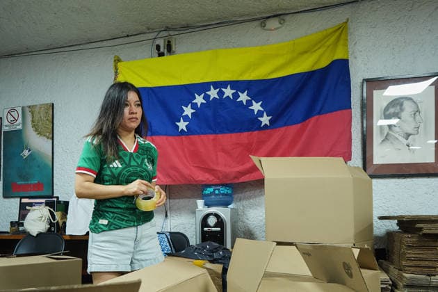 Venezuelan embassy in Mexico City collects aid for earthquake victims MEXICO CITY, MEXICO - JUNE 27: The Venezuelan Embassy in Mexico City opens its doors to receive humanitarian aid for people affected by the recent twin earthquakes in Venezuela, on June 27, 2026. Embassy officials coordinate the collection of essential supplies and call on local and international communities to support ongoing relief efforts. The collection center remains open daily until 5 p.m. Luciano Gonzalez Anadolu Mexico City Mexico. Editorial use only. Please get in touch for any other usage.  Copyright: x2026xAnadoluxLucianoxGonzalezx