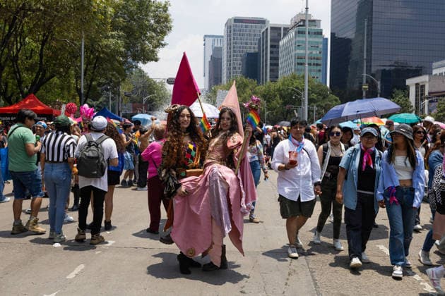 June 27, 2026, Mexico City, Mexico: Thousands of people took part in the 48th LGBTIQ+ Pride March in Mexico City, which marched from Paseo de la Reforma to the Zocalo under the slogan In the eyes of the world, my struggle is your struggle. Equality, peace and solidarity. Mexico City Mexico - ZUMAl178 20260627_znp_l178_026 Copyright: xCristianxLeyvax