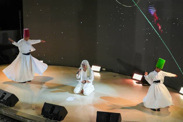 June 27, 2026, Banda Aceh, Aceh, Indonesia: IMAN MAARIF (center), Indonesia s national poet, recites poetry accompanied by Sufi dance during a poetry and verse performance at the Tsunami Museum in Banda Aceh, Aceh Province, Indonesia, on Saturday. The event was part of the Nusantara Poets Meeting, which was also attended by poets from 14 ASEAN countries. Banda Aceh Indonesia - ZUMAi115 20260627_zip_i115_008 Copyright: xMuhammadxIqbalx