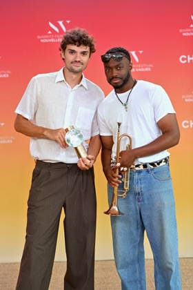 Closing Ceremony 4th Nouvelles Vagues International Biarritz Film Festival FC Victor Ruprich-Robert pose with his award with Edson Anibal after the closing ceremony during the 4th Nouvelles Vagues International Biarritz Film Festival on June 27, 2026 in Biarritz, France Photo by Franck Castel ABACAPRESS.COM Biarritz France  Copyright: xCastelxFranck ABACAx