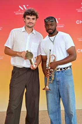 Closing Ceremony 4th Nouvelles Vagues International Biarritz Film Festival FC Victor Ruprich-Robert pose with his award with Edson Anibal after the closing ceremony during the 4th Nouvelles Vagues International Biarritz Film Festival on June 27, 2026 in Biarritz, France Photo by Franck Castel ABACAPRESS.COM Biarritz France  Copyright: xCastelxFranck ABACAx