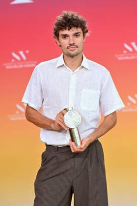 Closing Ceremony 4th Nouvelles Vagues International Biarritz Film Festival FC Victor Ruprich-Robert pose with his award after the closing ceremony during the 4th Nouvelles Vagues International Biarritz Film Festival on June 27, 2026 in Biarritz, France. Photo by Franck Castel ABACAPRESS.COM Biarritz France  Copyright: xCastelxFranck ABACAx