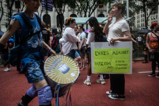 June 27, 2026, New York City, New York, USA: The NYC Dyke March is an annual event that starts from Bryant Park and ends in Washington Square Park. New York City USA - ZUMAt442 20260627_znp_t442_006 Copyright: xBillyxTompkinsx
