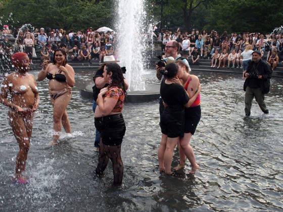 June 27, 2026, Manhattan, New York, USA: New York, New York June 27, 2026.. The NYC Dyke March is a demonstration of First Amendment right to protest and takes place without permits or sponsors. The march is organized by and for the Dyke community to fight for rights, safety, and visibility..Tens of thousands of Dykes take the streets each year celebrating diverse lives, highlighting presence, and protesting the discrimination, harassment, and violence in daily life. Manhattan USA - ZUMAct2_ 20260627_faf_ct2_006 Copyright: xBrucexCotlerx