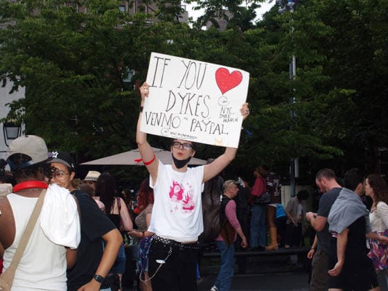 June 27, 2026, Manhattan, New York, USA: New York, New York June 27, 2026.. The NYC Dyke March is a demonstration of First Amendment right to protest and takes place without permits or sponsors. The march is organized by and for the Dyke community to fight for rights, safety, and visibility..Tens of thousands of Dykes take the streets each year celebrating diverse lives, highlighting presence, and protesting the discrimination, harassment, and violence in daily life. Manhattan USA - ZUMAct2_ 20260627_faf_ct2_008 Copyright: xBrucexCotlerx