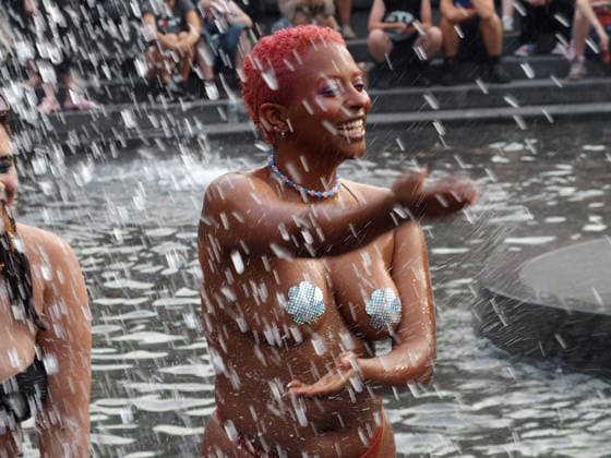 June 27, 2026, Manhattan, New York, USA: New York, New York June 27, 2026.. The NYC Dyke March is a demonstration of First Amendment right to protest and takes place without permits or sponsors. The march is organized by and for the Dyke community to fight for rights, safety, and visibility..Tens of thousands of Dykes take the streets each year celebrating diverse lives, highlighting presence, and protesting the discrimination, harassment, and violence in daily life. Manhattan USA - ZUMAct2_ 20260627_faf_ct2_011 Copyright: xBrucexCotlerx