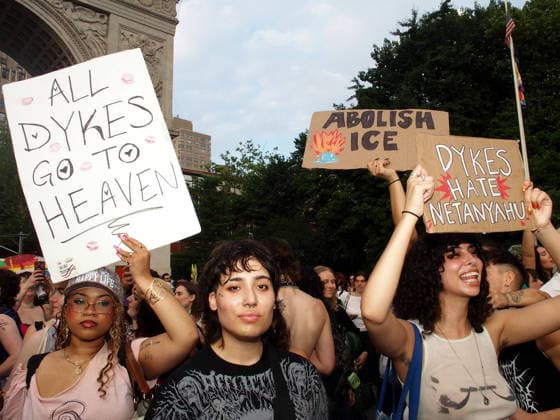 June 27, 2026, Manhattan, New York, USA: New York, New York June 27, 2026.. The NYC Dyke March is a demonstration of First Amendment right to protest and takes place without permits or sponsors. The march is organized by and for the Dyke community to fight for rights, safety, and visibility..Tens of thousands of Dykes take the streets each year celebrating diverse lives, highlighting presence, and protesting the discrimination, harassment, and violence in daily life. Manhattan USA - ZUMAct2_ 20260627_faf_ct2_022 Copyright: xBrucexCotlerx