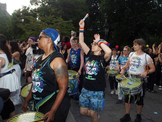 June 27, 2026, Manhattan, New York, USA: New York, New York June 27, 2026.. The NYC Dyke March is a demonstration of First Amendment right to protest and takes place without permits or sponsors. The march is organized by and for the Dyke community to fight for rights, safety, and visibility..Tens of thousands of Dykes take the streets each year celebrating diverse lives, highlighting presence, and protesting the discrimination, harassment, and violence in daily life. Manhattan USA - ZUMAct2_ 20260627_faf_ct2_024 Copyright: xBrucexCotlerx
