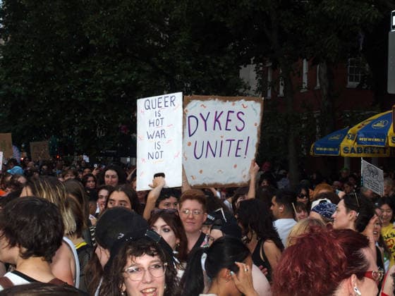 June 27, 2026, Manhattan, New York, USA: New York, New York June 27, 2026.. The NYC Dyke March is a demonstration of First Amendment right to protest and takes place without permits or sponsors. The march is organized by and for the Dyke community to fight for rights, safety, and visibility..Tens of thousands of Dykes take the streets each year celebrating diverse lives, highlighting presence, and protesting the discrimination, harassment, and violence in daily life. Manhattan USA - ZUMAct2_ 20260627_faf_ct2_037 Copyright: xBrucexCotlerx