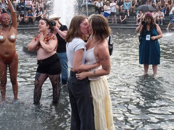 June 27, 2026, Manhattan, New York, United States: New York, New York June 27, 2026.. The NYC Dyke March is a demonstration of First Amendment right to protest and takes place without permits or sponsors. The march is organized by and for the Dyke community to fight for rights, safety, and visibility..Tens of thousands of Dykes take the streets each year celebrating diverse lives, highlighting presence, and protesting the discrimination, harassment, and violence in daily life. Manhattan United States - ZUMAc308 20260627_znp_c308_008 Copyright: xSamanthaxCotlerx