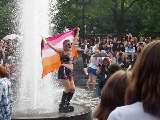 June 27, 2026, Manhattan, New York, United States: New York, New York June 27, 2026.. The NYC Dyke March is a demonstration of First Amendment right to protest and takes place without permits or sponsors. The march is organized by and for the Dyke community to fight for rights, safety, and visibility..Tens of thousands of Dykes take the streets each year celebrating diverse lives, highlighting presence, and protesting the discrimination, harassment, and violence in daily life. Manhattan United States - ZUMAc308 20260627_znp_c308_018 Copyright: xSamanthaxCotlerx