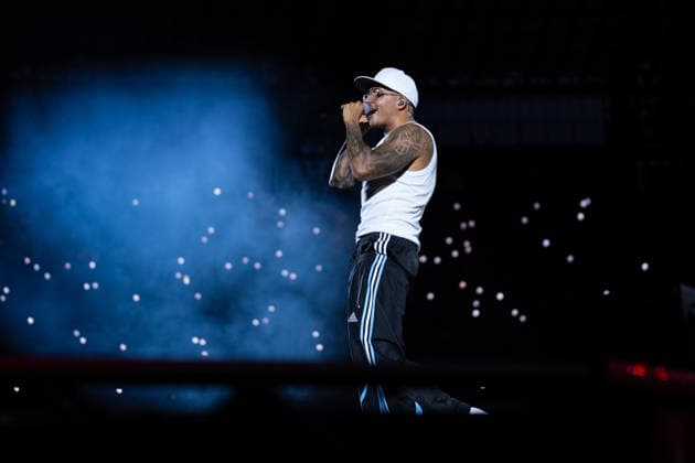 June 27, 2026, Naples, Italy: Emanuele Palumbo aka Geolier, performs live on stage at Diego Armando Maradona Stadium during the Geolier STADI 2026 Tour. Naples Italy  - ZUMAs197 20260627_aaa_s197_186 Copyright: xAndreaxGulx