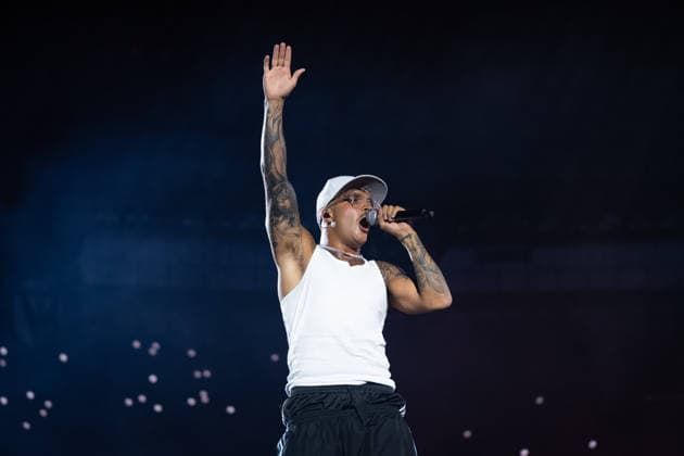 June 27, 2026, Naples, Italy: Emanuele Palumbo aka Geolier, performs live on stage at Diego Armando Maradona Stadium during the Geolier STADI 2026 Tour. Naples Italy  - ZUMAs197 20260627_aaa_s197_189 Copyright: xAndreaxGulx