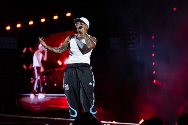 June 27, 2026, Naples, Italy: Emanuele Palumbo aka Geolier, performs live on stage at Diego Armando Maradona Stadium during the Geolier STADI 2026 Tour. Naples Italy  - ZUMAs197 20260627_aaa_s197_191 Copyright: xAndreaxGulx