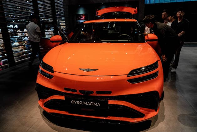 June 27, 2026, Busan, South Korea: GV60 Magma seen exhibited during the Busan International Mobility Show 2026 (BIMOS 2026) at BEXCO. Busan International Mobility Show 2026 (BIMOS 2026) is happening from June 26 to July 5. Busan South Korea - ZUMAs197 20260627_aaa_s197_127 Copyright: xSimonxShinx