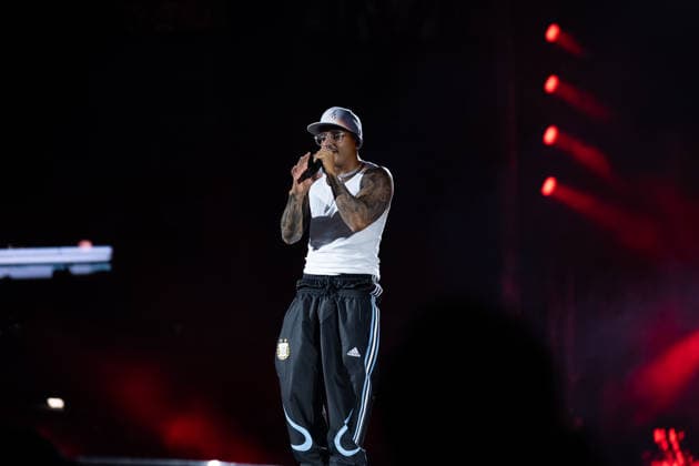 June 27, 2026, Naples, Italy: Emanuele Palumbo aka Geolier, performs live on stage at Diego Armando Maradona Stadium during the Geolier STADI 2026 Tour. Naples Italy - ZUMAs197 20260627_aaa_s197_156 Copyright: xAndreaxGulx