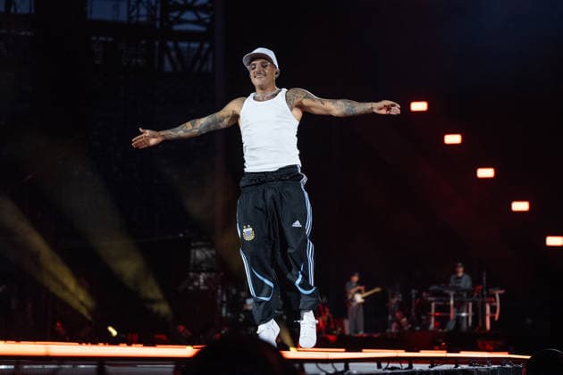 June 27, 2026, Naples, Italy: Emanuele Palumbo aka Geolier, performs live on stage at Diego Armando Maradona Stadium during the Geolier STADI 2026 Tour. Naples Italy - ZUMAs197 20260627_aaa_s197_162 Copyright: xAndreaxGulx