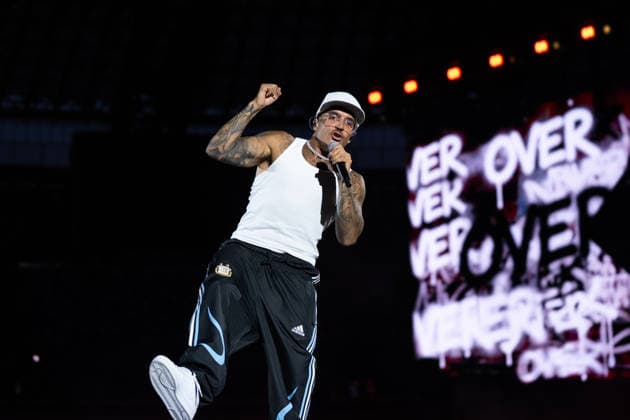 June 27, 2026, Naples, Italy: Emanuele Palumbo aka Geolier, performs live on stage at Diego Armando Maradona Stadium during the Geolier STADI 2026 Tour. Naples Italy - ZUMAs197 20260627_aaa_s197_177 Copyright: xAndreaxGulx