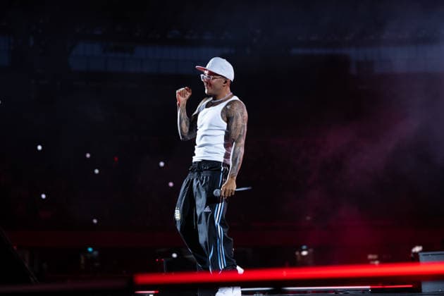 June 27, 2026, Naples, Italy: Emanuele Palumbo aka Geolier, performs live on stage at Diego Armando Maradona Stadium during the Geolier STADI 2026 Tour. Naples Italy - ZUMAs197 20260627_aaa_s197_179 Copyright: xAndreaxGulx