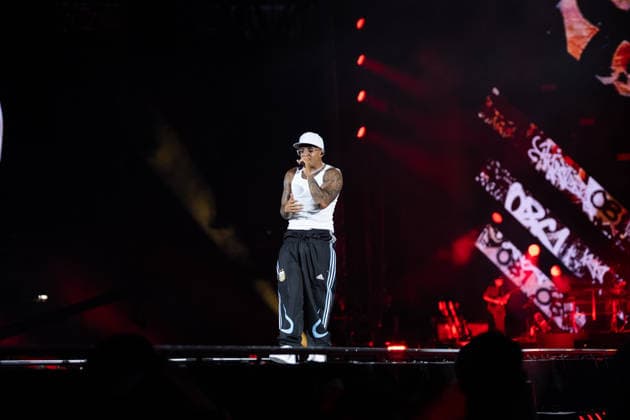 June 27, 2026, Naples, Italy: Emanuele Palumbo aka Geolier, performs live on stage at Diego Armando Maradona Stadium during the Geolier STADI 2026 Tour. Naples Italy - ZUMAs197 20260627_aaa_s197_187 Copyright: xAndreaxGulx