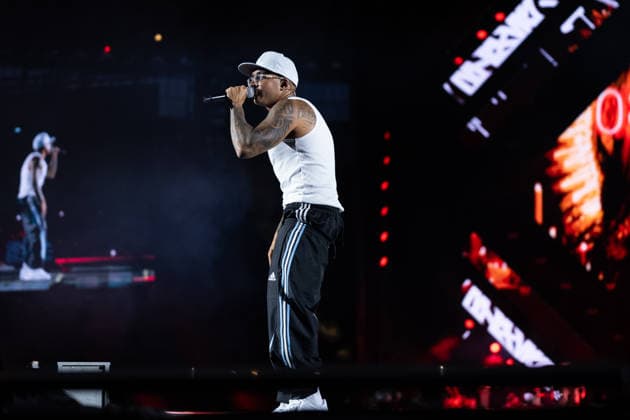 June 27, 2026, Naples, Italy: Emanuele Palumbo aka Geolier, performs live on stage at Diego Armando Maradona Stadium during the Geolier STADI 2026 Tour. Naples Italy - ZUMAs197 20260627_aaa_s197_188 Copyright: xAndreaxGulx