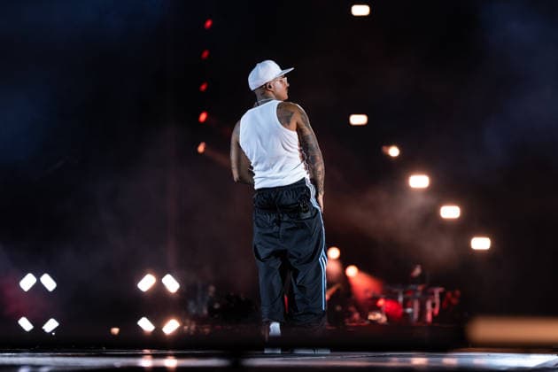 June 27, 2026, Naples, Italy: Emanuele Palumbo aka Geolier, performs live on stage at Diego Armando Maradona Stadium during the Geolier STADI 2026 Tour. Naples Italy - ZUMAs197 20260627_aaa_s197_197 Copyright: xAndreaxGulx