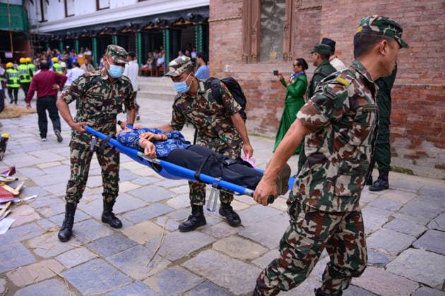 June 28, 2026, Kathmandu, Bagmati, Nepal: KATHMANDU, NEPAL Ã¢â‚¬ 28 JUNE 2026: Personnel from the Nepal Army, Nepal Police, Nepal Traffic Police, Armed Police Force (APF), Kathmandu Metropolitan City, Nepal Scouts, and the Nepal Red Cross Society participate in a joint multi-agency disaster response simulation exercise at Hanuman Dhoka Durbar Square in Kathmandu, Nepal, on June 28, 2026. The exercise included coordinated demonstrations of earthquake and fire emergency response, urban search and rescue, casualty evacuation, firefighting, first aid, and other disaster management operations aimed at strengthening inter-agency preparedness and public awareness. Kathmandu Nepal - ZUMAs330 20260628_zsp_s330_006 Copyright: xSafalxPrakashxShresthax