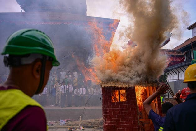 June 28, 2026, Kathmandu, Bagmati, Nepal: KATHMANDU, NEPAL Ã¢â‚¬ 28 JUNE 2026: Personnel from the Nepal Army, Nepal Police, Nepal Traffic Police, Armed Police Force (APF), Kathmandu Metropolitan City, Nepal Scouts, and the Nepal Red Cross Society participate in a joint multi-agency disaster response simulation exercise at Hanuman Dhoka Durbar Square in Kathmandu, Nepal, on June 28, 2026. The exercise included coordinated demonstrations of earthquake and fire emergency response, urban search and rescue, casualty evacuation, firefighting, first aid, and other disaster management operations aimed at strengthening inter-agency preparedness and public awareness. Kathmandu Nepal - ZUMAs330 20260628_zsp_s330_012 Copyright: xSafalxPrakashxShresthax