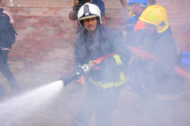 Disaster Response Exercise Conducted At Hanuman Dhoka, Kathmandu Personnel from the Nepal Army, Nepal Police, Nepal Traffic Police, Armed Police Force, Kathmandu Metropolitan City, Nepal Scouts, and the Nepal Red Cross Society participate in a joint multi-agency disaster response simulation exercise at Hanuman Dhoka Durbar Square in Kathmandu, Nepal, on June 28, 2026. The exercise includes coordinated demonstrations of earthquake and fire emergency response, urban search and rescue, casualty evacuation, firefighting, first aid, and other disaster management operations aimed at strengthening inter-agency preparedness and public awareness. Kathmandu Bagmati Nepal  Copyright: xSafalxPrakashxShresthax originalFilename: shrestha-disaster260628_npBP8.jpg